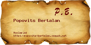 Popovits Bertalan névjegykártya
